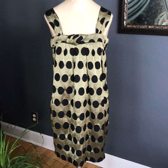 French Connection Dresses & Skirts - French Connection metallic gold/black dot midi NWT